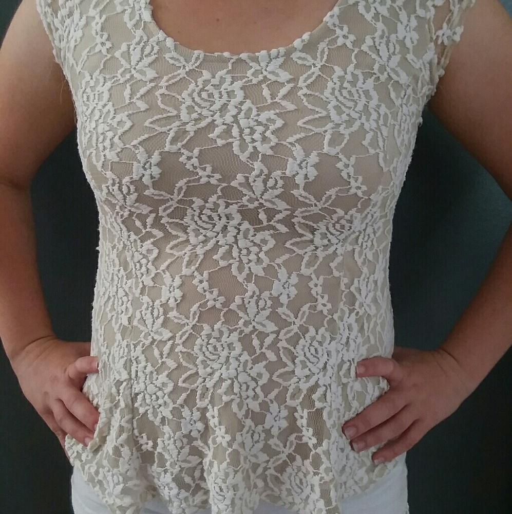 Lace peplum shirt